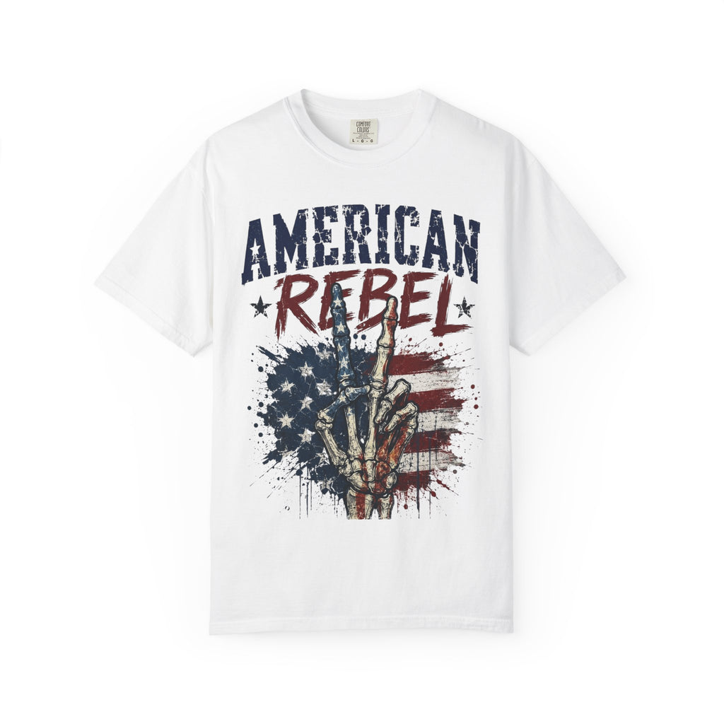 American Rebel T-Shirt — Vintage Flag Skull Graphic Tee