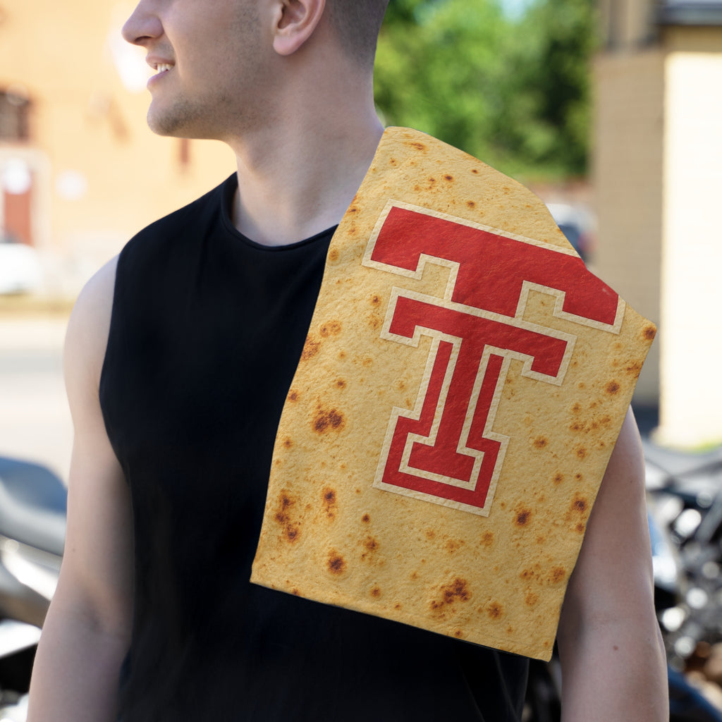 Rally Towel - Red Double T Logo on Tortilla Print (11x18)